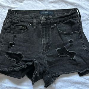Black denim shorts